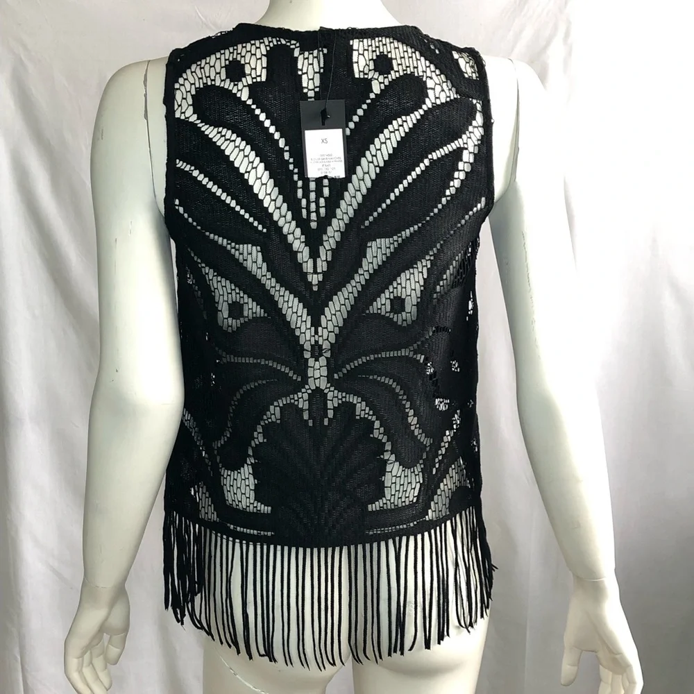 Dynamite woman’s festival black lace fringe crop top brand new with tag size XS - Picture 3 of 12